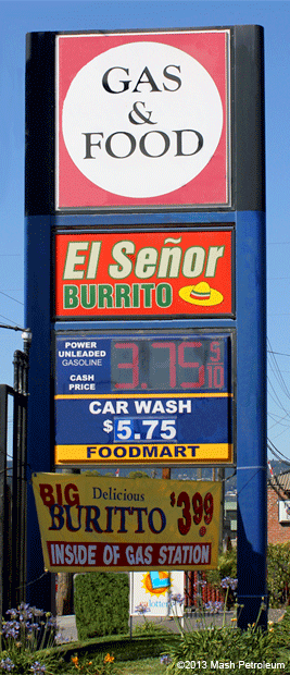El Señor Burrito sign at the High Street Service Station, 710 High Street, Oakland CA